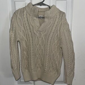 GAP Men's V-Neck Cable Knit Sweater - Beige